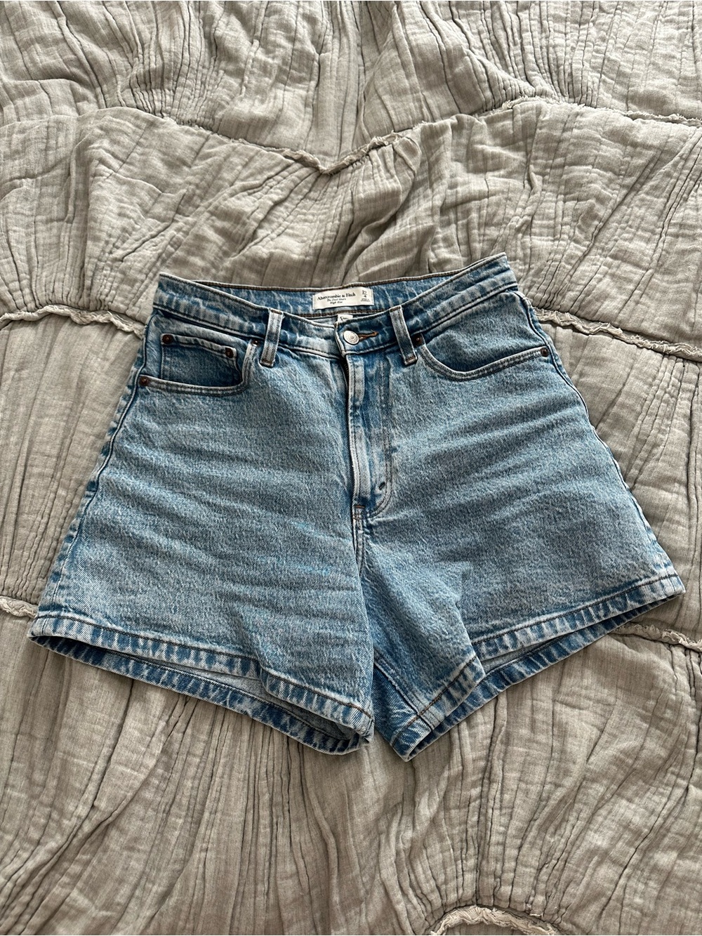 Abercrombie & Fitch Light Blue High-Rise Denim Shorts